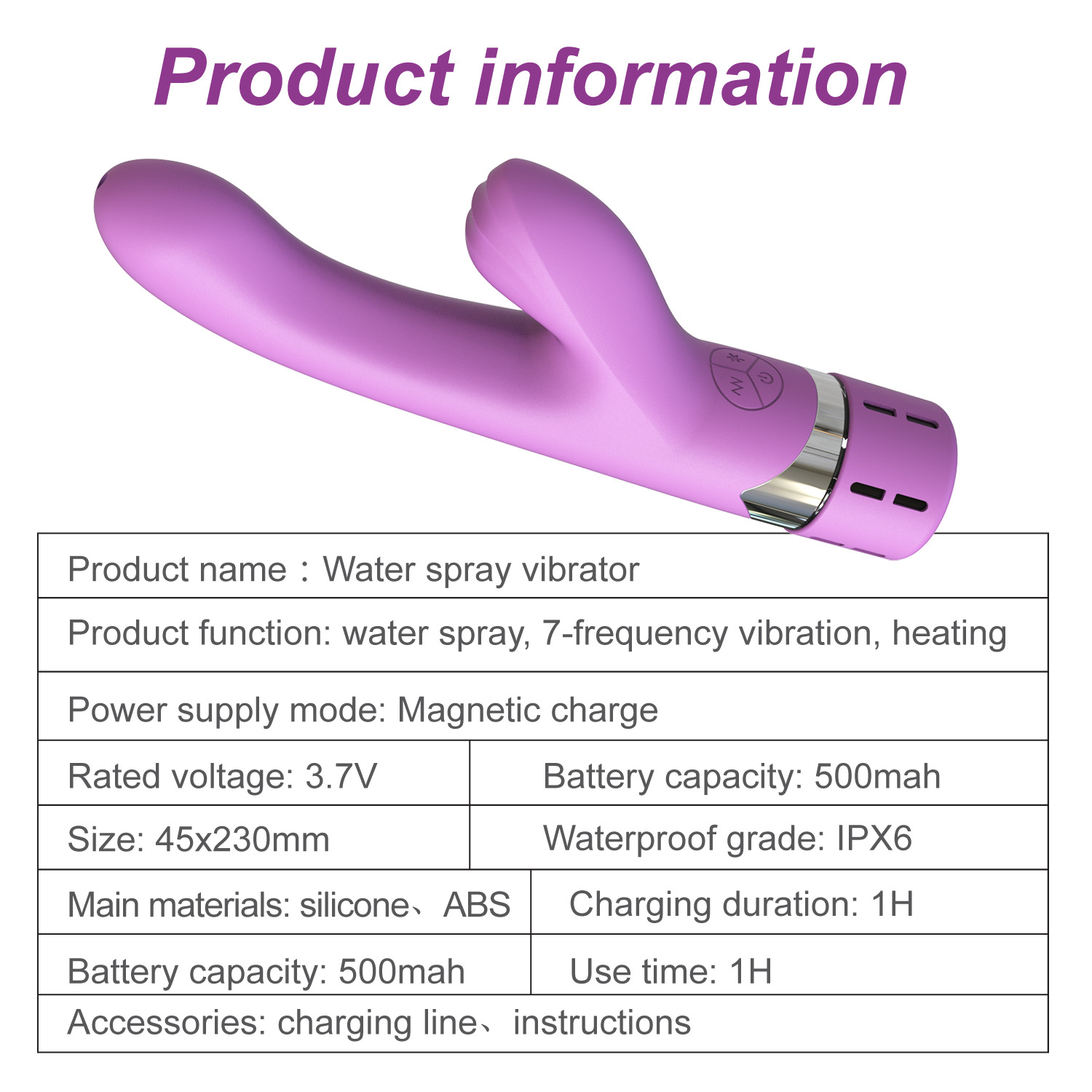 Complete product information and specifications of water spray thrusting vibrator with heating