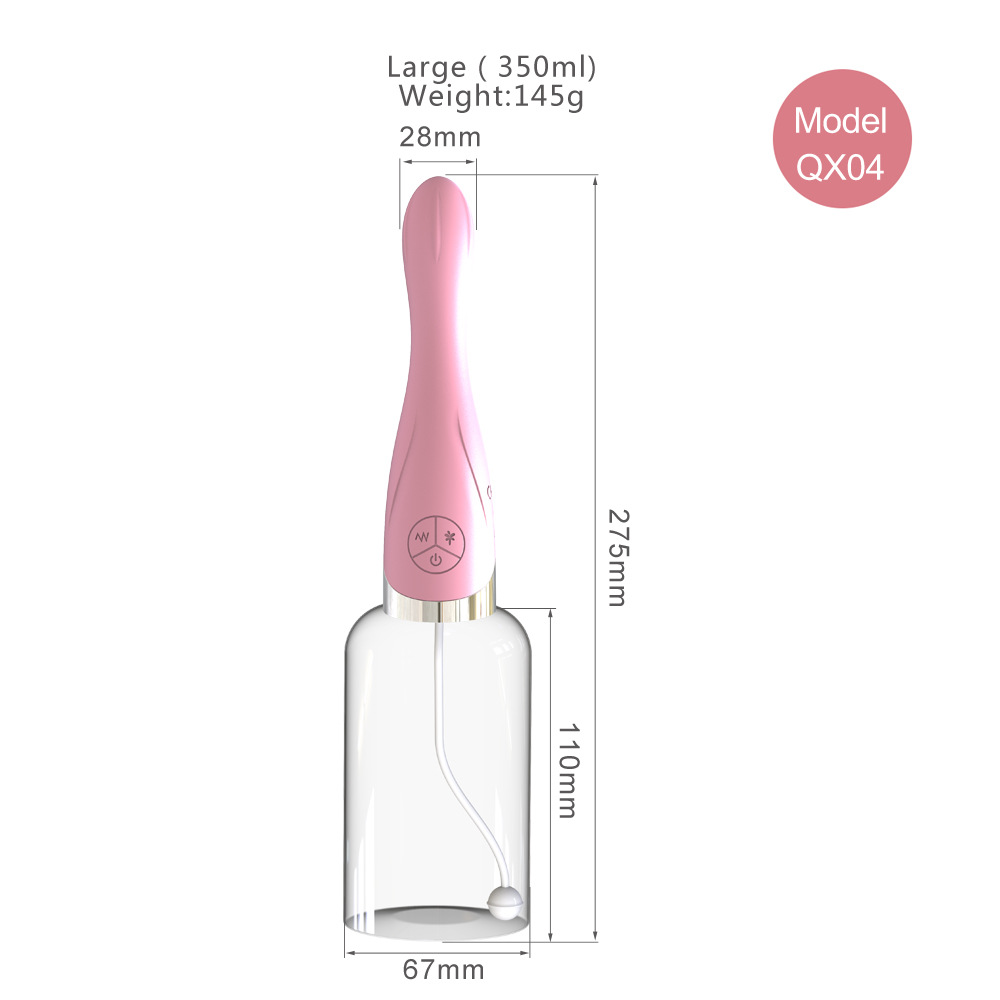 Large 45ml capacity water spray thrusting vibrator size dimension chart