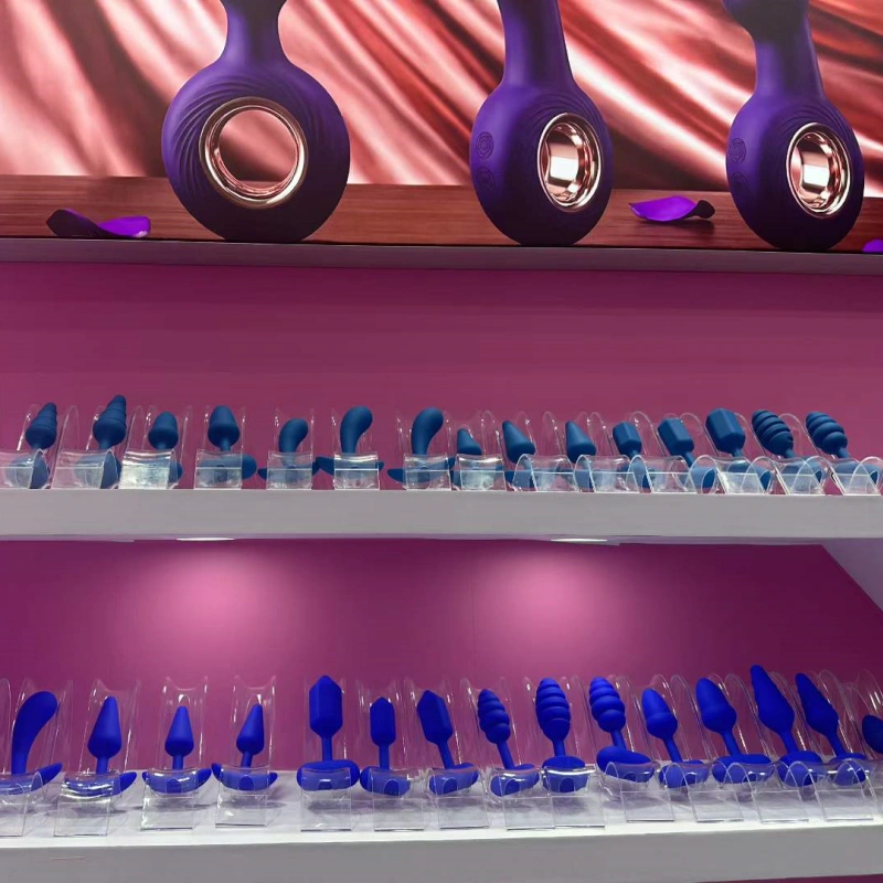 Adult toy showroom display with multiple product samples for wholesale buyers