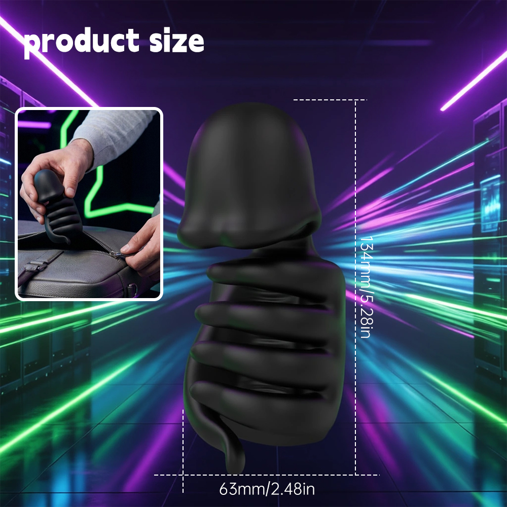 Product size and dimension diagram of the feather hand-twist vibrating penis massager (134x63mm)