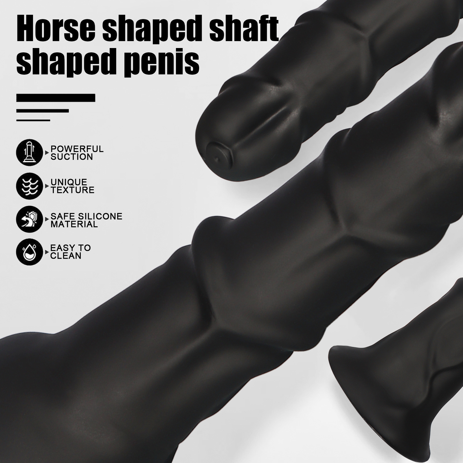 Large horse dildo realistic suction cup group product display with multiple angles