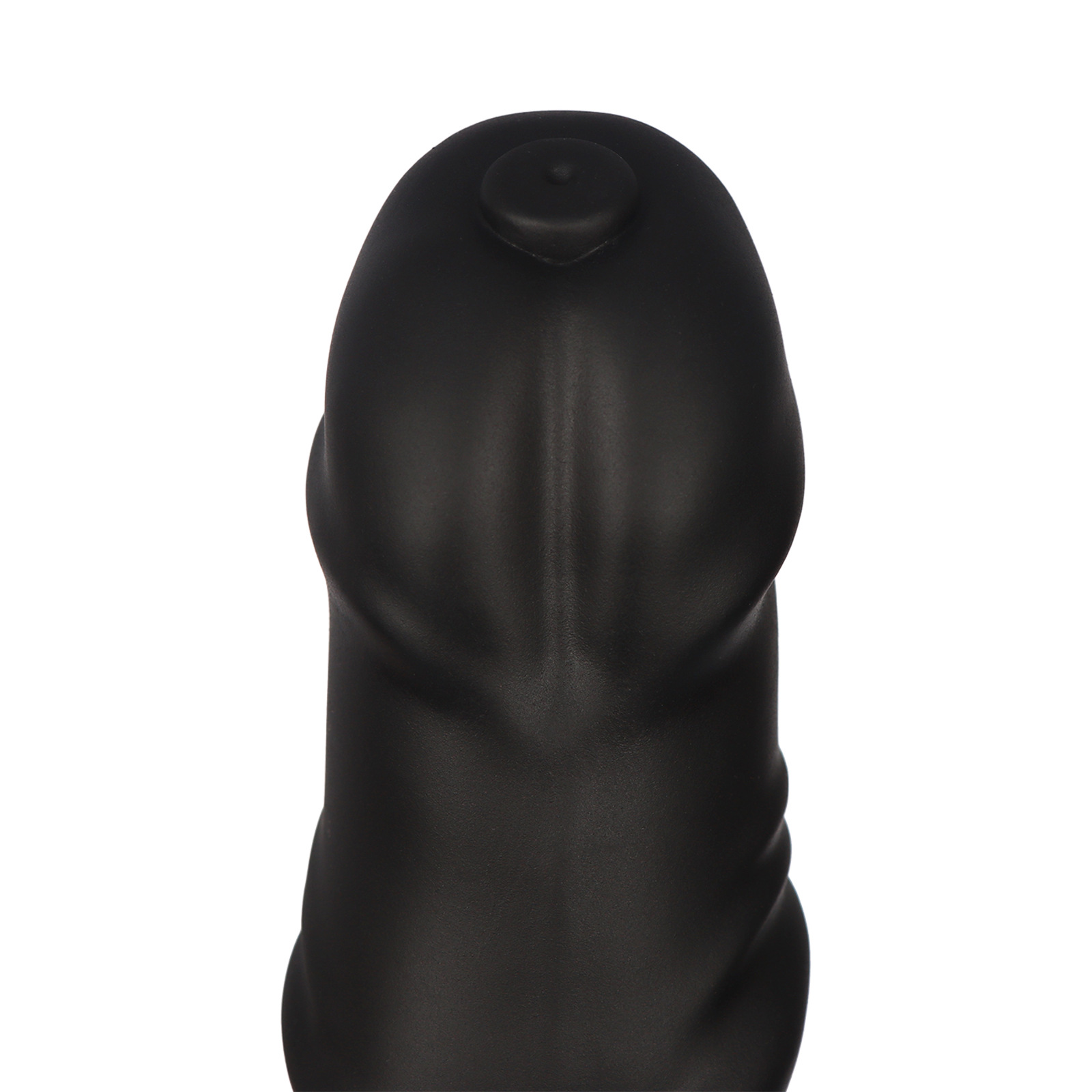 Close-up of flared head and texture on large realistic horse dildo