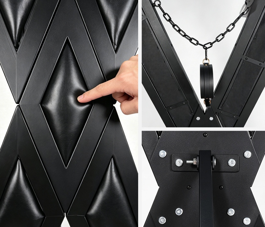 Premium diamond-stitched upholstery and steel mounting hooks