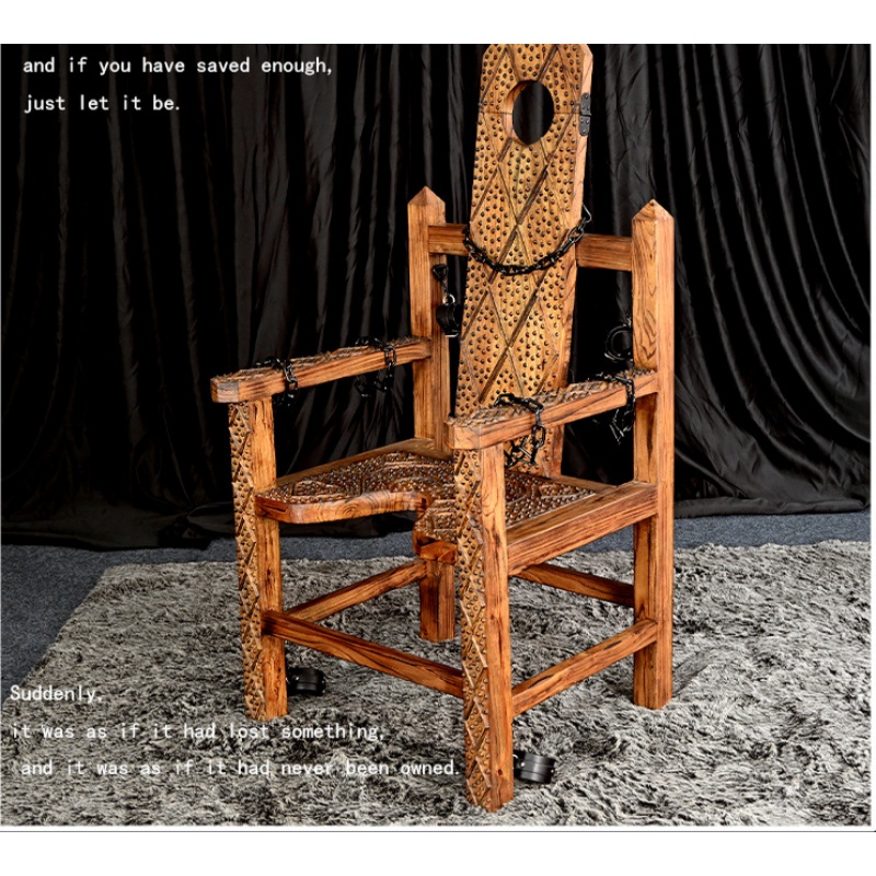 Professional wooden pillory restraint chair for BDSM studios